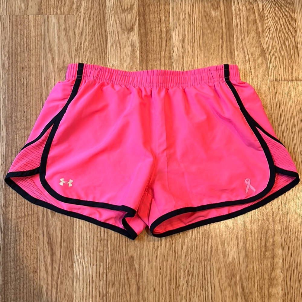 Under Armour breast cancer awareness athletic shorts